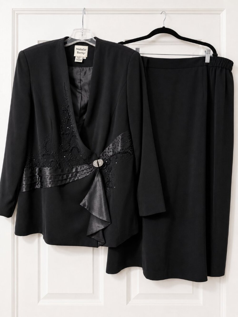 Natalli Barri Black Crepe 2-Piece Mother of the Bride Suit | Size 18 ✨